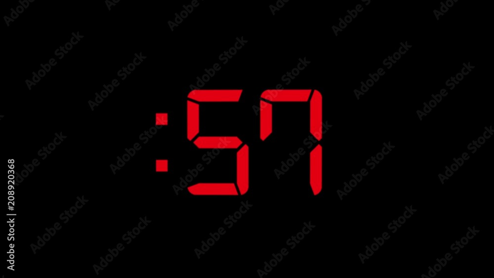 2D Red 60 Seconds Digital Countdown Motion Graphic Element 2D Red 60 Seconds Digital Countdown Motion Graphic Element