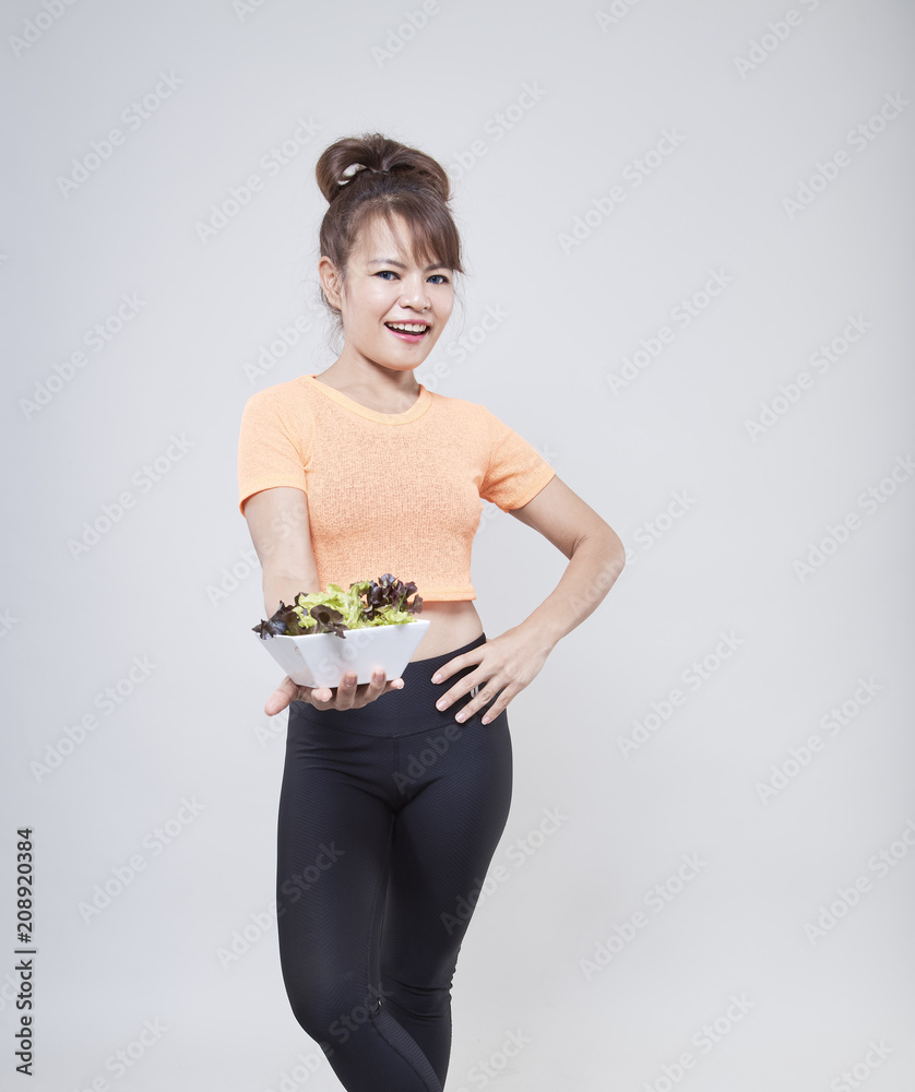 Young Asian Woman holding salad Young Asian Woman holding salad