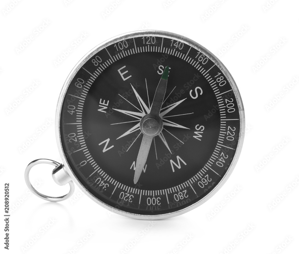 Modern compass on white background