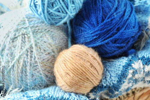 Balls of knitting yarn, closeup