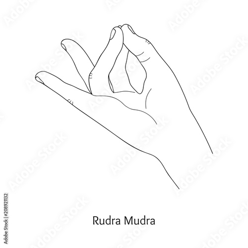 Rudra Mudra / Gesture of Solar Plexus. Vector.