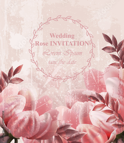 Wedding Invitation Vintage flowers Vector. Wallpaper floral decor beauty spri...