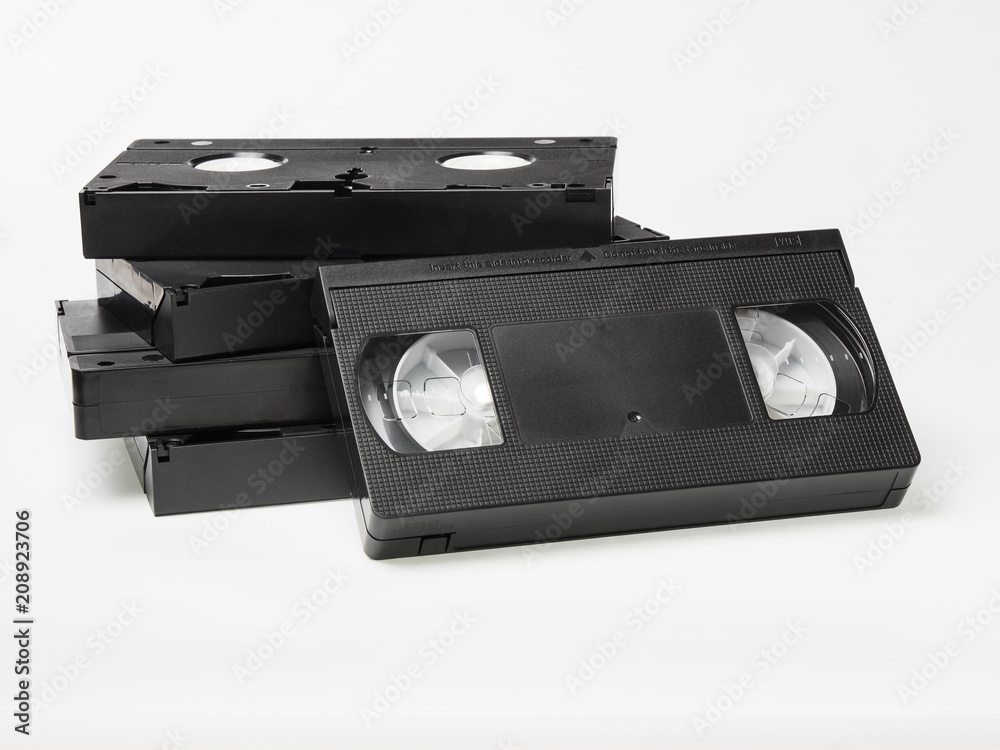 Videotapes on white