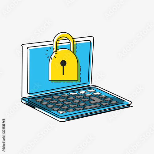 online shopping with laptop pop art style vector illustration design