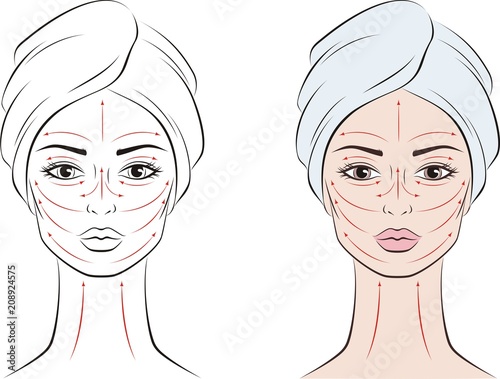 Female face with massage lines