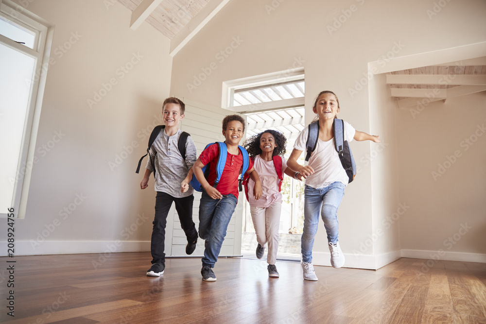 Group Of Children Returning Home After School Day Group Of Children Returning Home After School Day