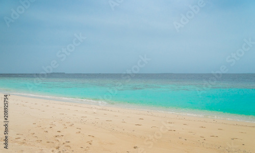 Maldives beautiful beach background white sandy tropical paradise island with blue sky sea water ocean