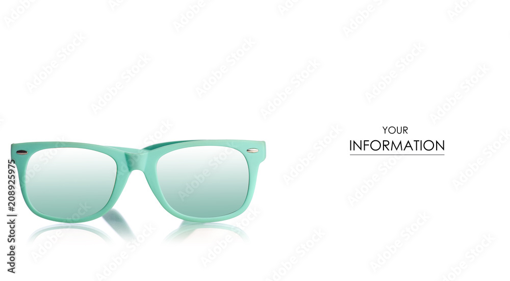 Green sunglasses pattern on a white background isolation Green sunglasses pattern on a white background isolation
