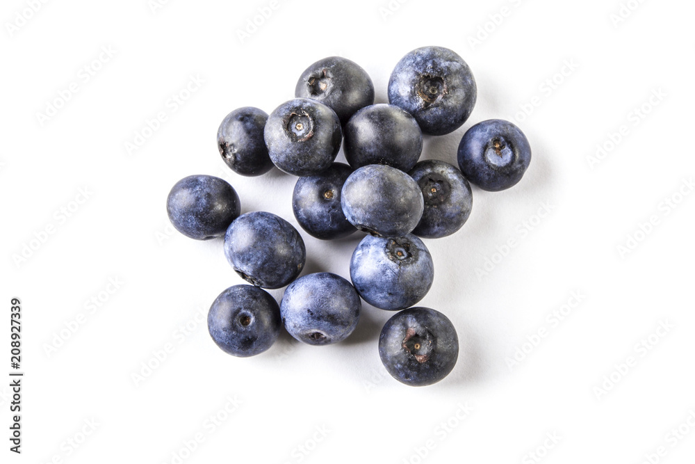 Blueberries on White Background Top View Blueberries on White Background Top View