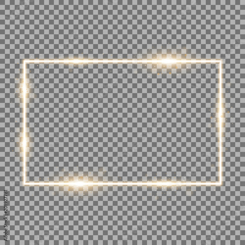Frame with light effects, golden color