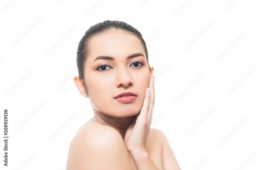 Beauty asian woman portrait Close up on face isolated on white background Beauty asian woman portrait Close up on face isolated on white background
