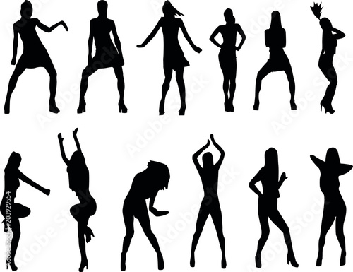 different female dancing silhouettes, people in motion