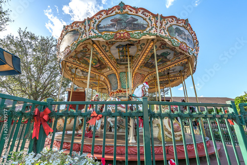Colorful beautiful Carousel Park Circus Carnival Festival © MontenegroStock
