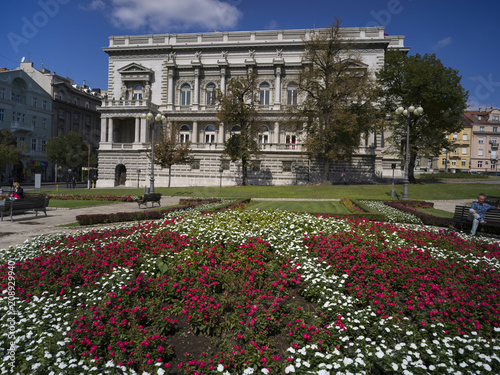 Flowers in garden outside City Assembly building, Belgrade, Serbia