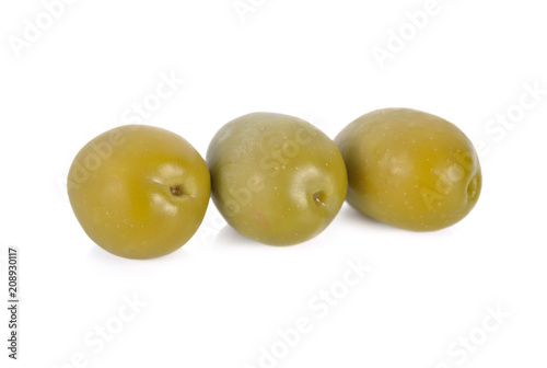 pickled olives on white background