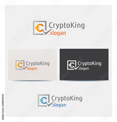 Logo Crypto Coin Argent Finance Icone Carte de Visite et Charte Graphique Entreprise Plusieurs Couleurs 