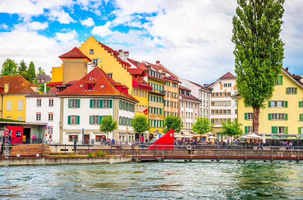 Beautiful river cityscape of Lucerne, Switzerland