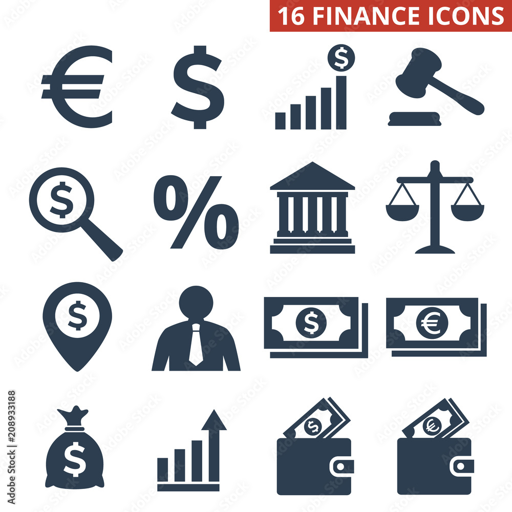Finance icons set on white background. Finance icons set on white background.