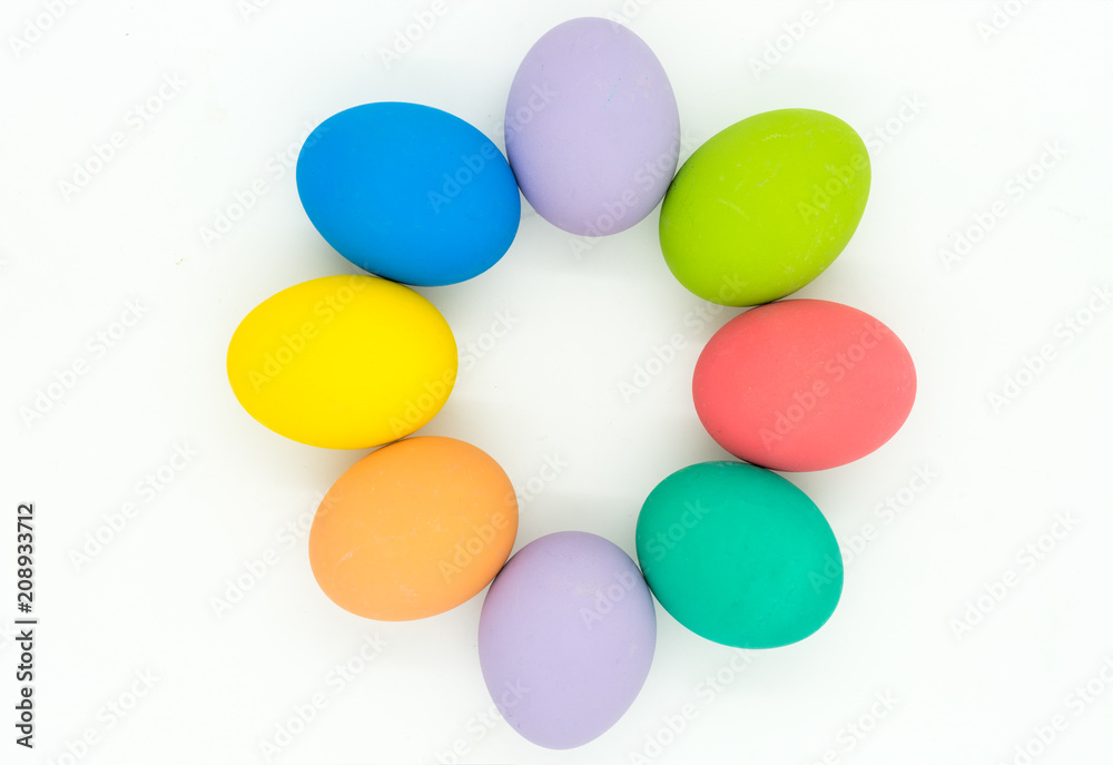 easter eggs in flower style on isolate white background