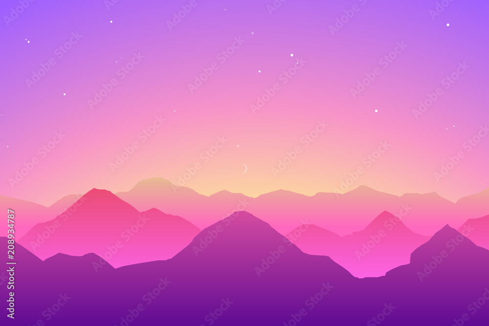 Mountains landscape. Colorful terrains background.