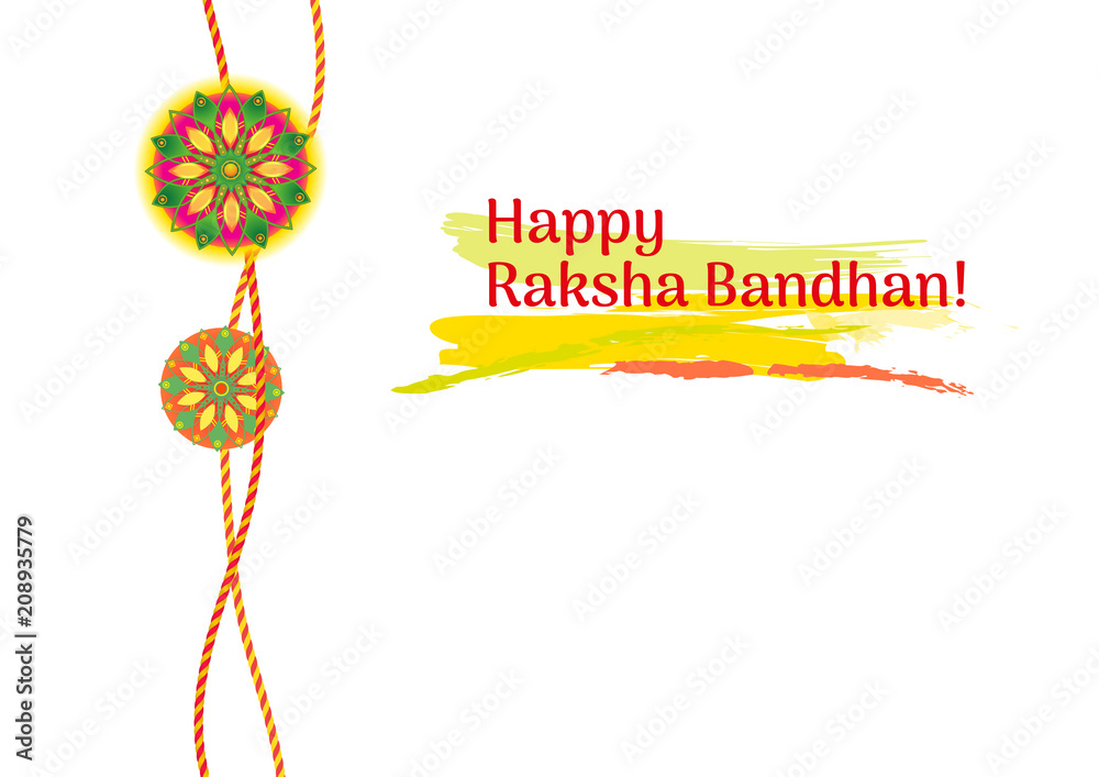 Template card for Raksha bandhan celebration with decorative Rakhi on white  background, vector illustration Stock Vector | Adobe Stock