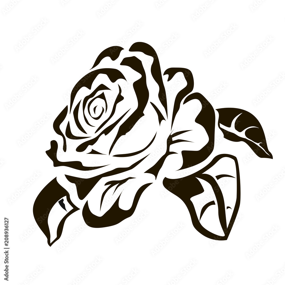 Vector drawing of a rose tattoo, logo. Vector drawing of a rose tattoo, logo.