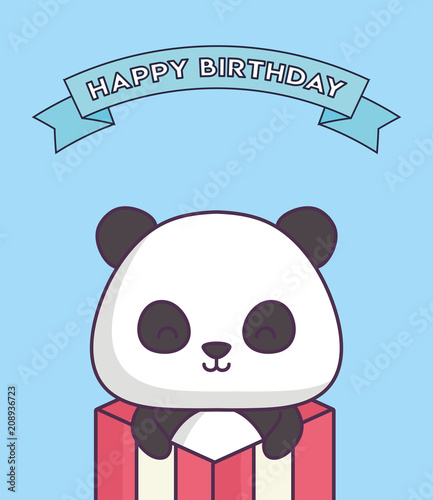 cute panda bear clebrating party kawaii character vector illustration design photo