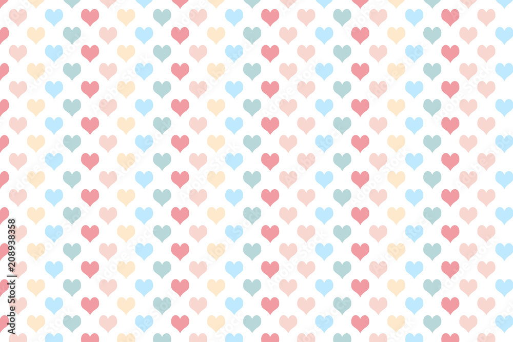 Heart pattern with pastel colour on white background