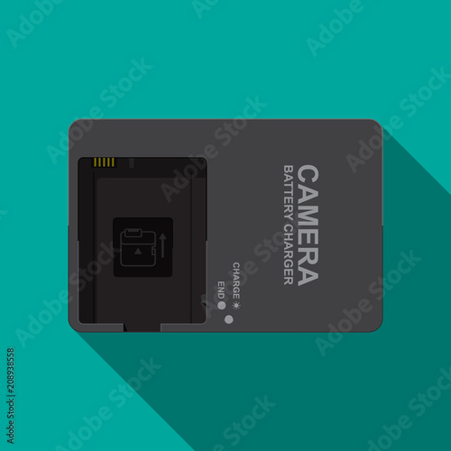 Camera battery charger vector illustration.