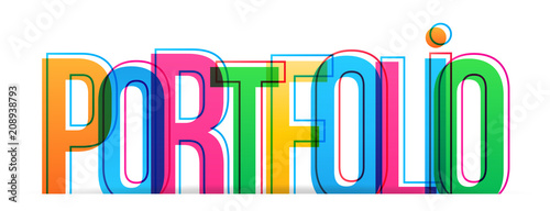 Portfolio colorful word, vector design.