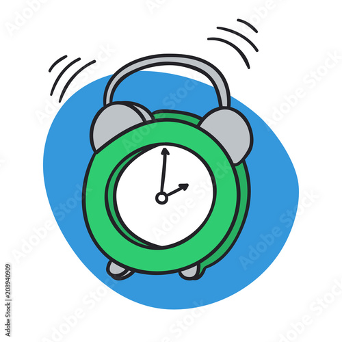Alarm clock ringing. Wake up morning time.