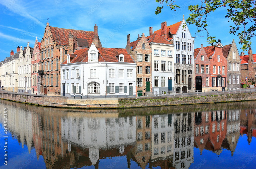 Spiegelrei and the Langerei in Bruges. Belgium , Europe.