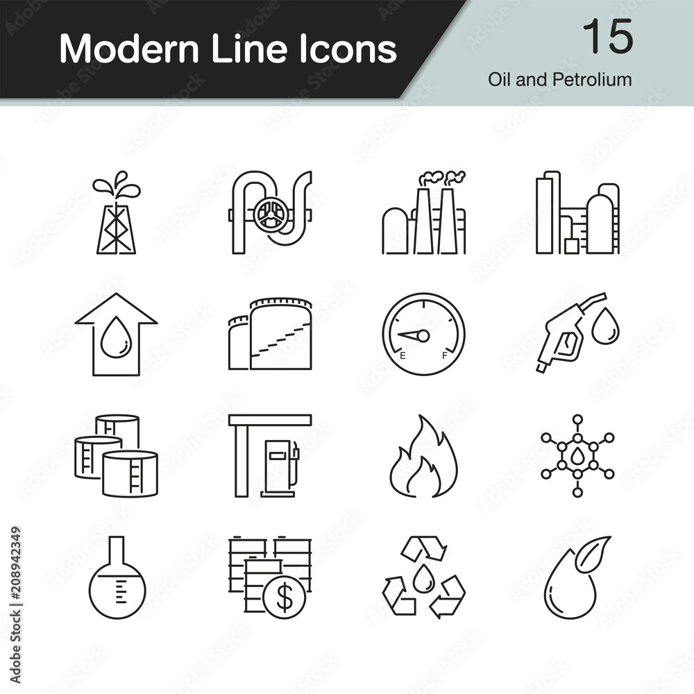 Oil and Petroleum icons. Modern line design set 15. For presentation, graphic design, mobile application, web design, infographics. Oil and Petroleum icons. Modern line design set 15. For presentation, graphic design, mobile application, web design, infographics.