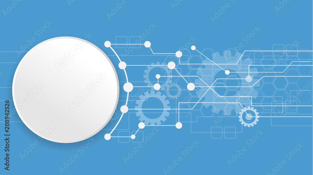 Abstract technology in trendy flat style on blue background. Vector illustration.