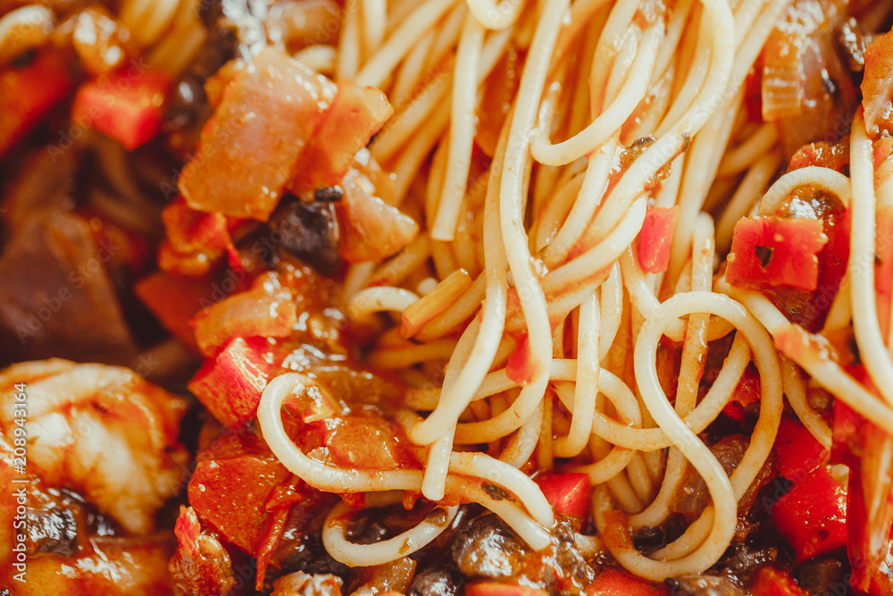 Angel Hair Pasta with tomato Sauce, Garlic and Shrimp. Angel Hair Pasta with tomato Sauce, Garlic and Shrimp.