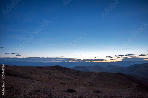 empty land with sunrise on top of mountain