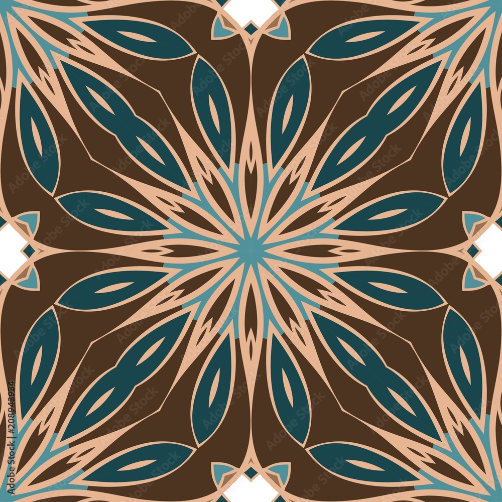 Fototapeta premium Seamless texture of floral ornament. Vector illustration. For the interior design, printing, web and textile