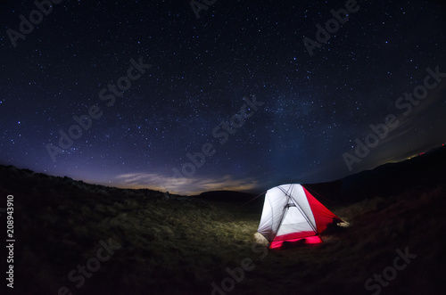 Camping Tent Under Thousands of Stars at Night