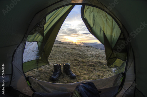 Camping Looking out of Tent