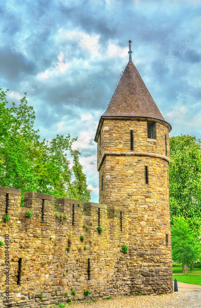 A medieval city tower of Maastricht, the Netherlands