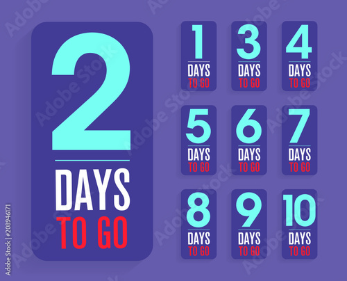 number of days left to go, badges or sticker design, flat vector design