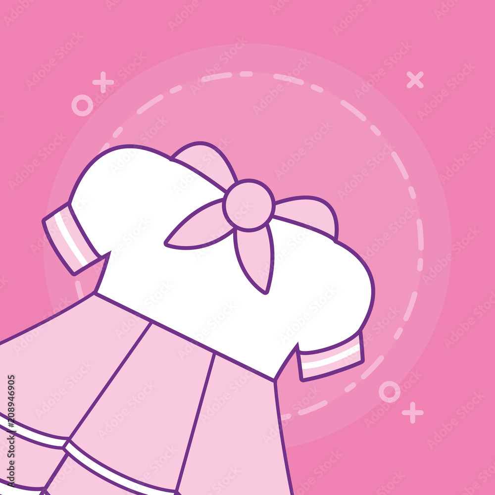 Anime girl costume icon over pink background, colorful line design. vector illustration Anime girl costume icon over pink background, colorful line design. vector illustration