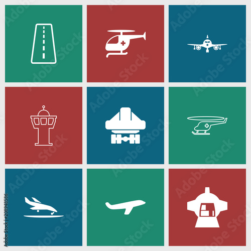 Collection of 9 jet filled and outline icons