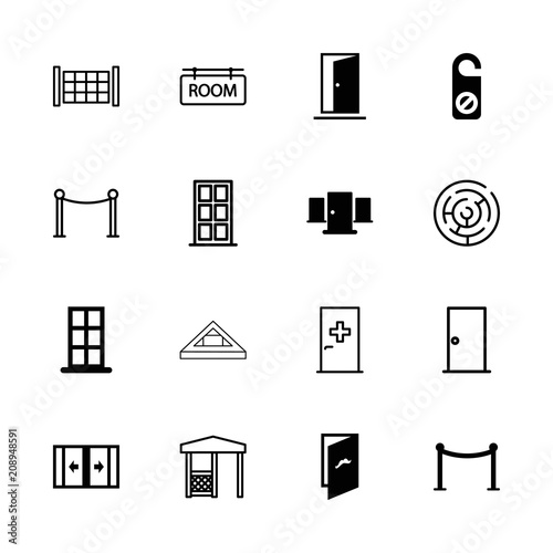 Collection of 16 entrance filled and outline icons