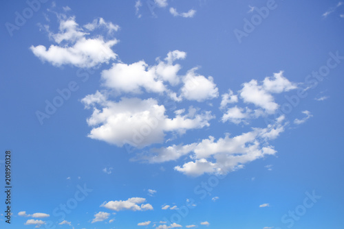 Blue sky and puffy clouds. Background for everything environmental  healthy  serene