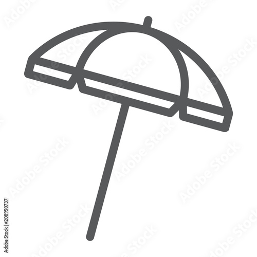 Beach umbrella line icon, travel and parasol, sun umbrella sign vector graphics, a linear pattern on a white background, eps 10.