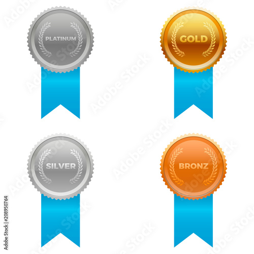 Quality metals, platinum, gold, silver and bronze. 