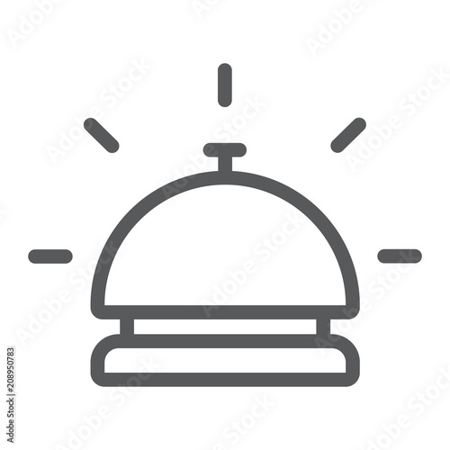 Hotel bell line icon, travel and hotel, reception sign vector graphics, a linear pattern on a white background, eps 10.