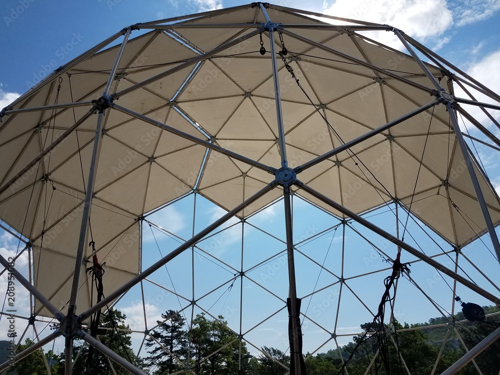 geodesic dome with metal poles and triangles Stock Photo Adobe Stock