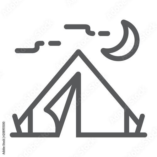 Tourist tent line icon, travel and tourism, camping sign vector graphics, a linear pattern on a white background, eps 10. photo